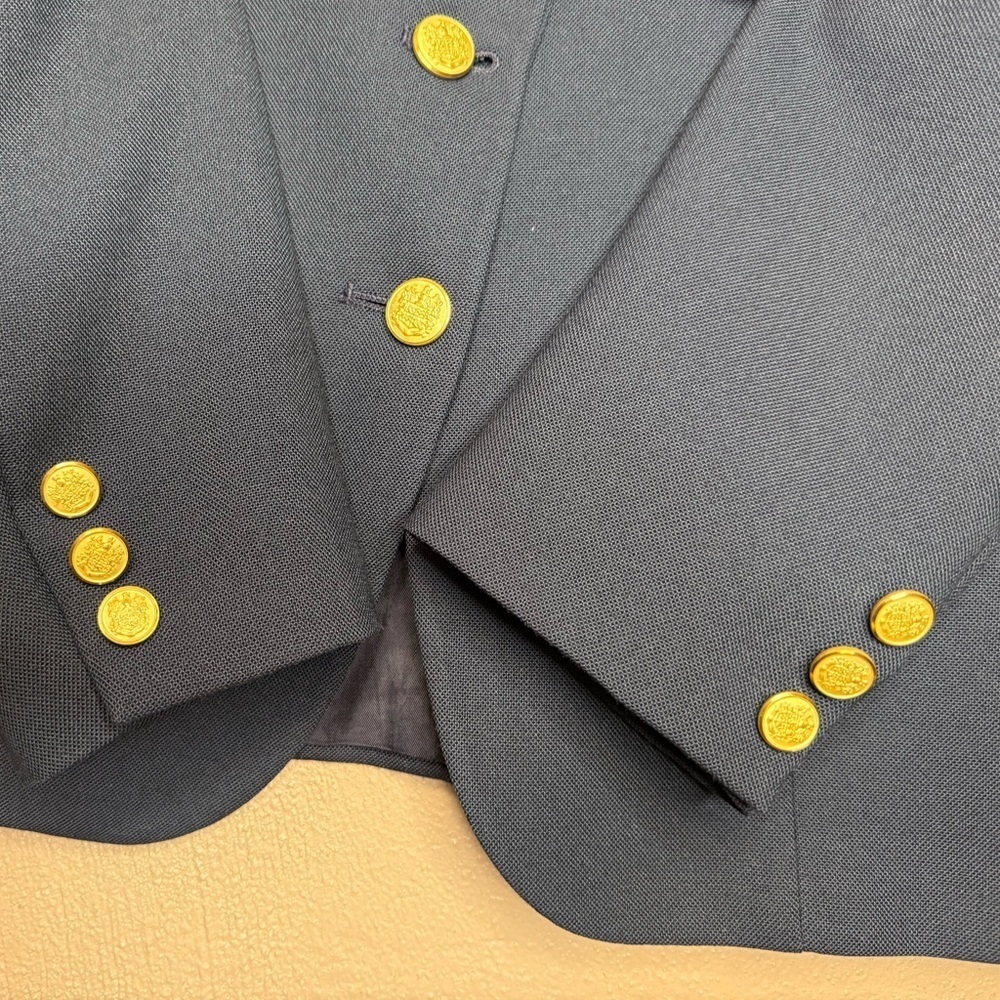 80s York Fair Vintage Wool Classic Navy Blazer and Skirt Set Women's Size 12 - Picture 10 of 16